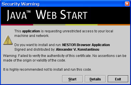 Webstart security warning