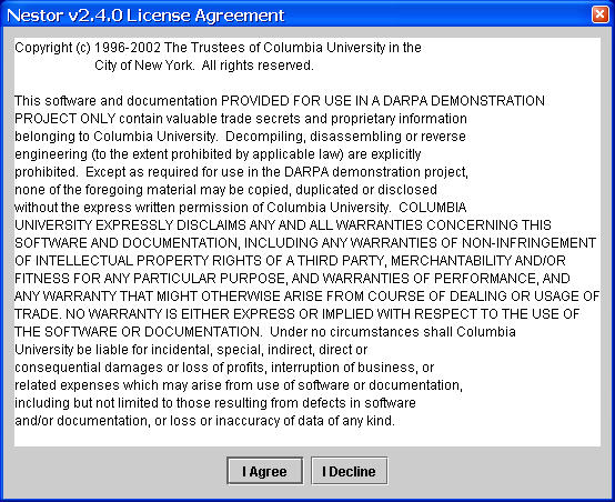 NESTOR license agreement