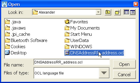 Choosing an OCL file
