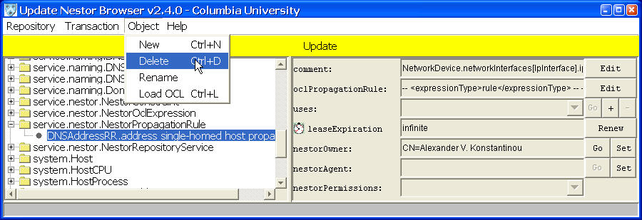 Deleting an object (propagation rule)