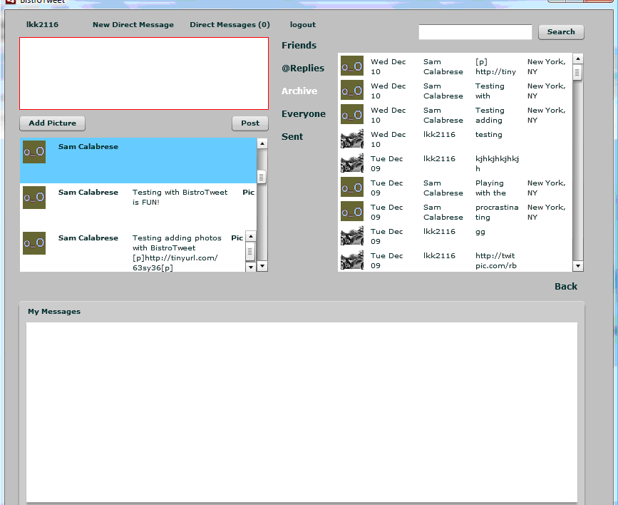 BistroTweet screenshot