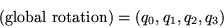 \begin{displaymath}(\mbox{\rm global rotation}) = \left(q_0,q_1,q_2,q_3\right) \end{displaymath}