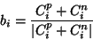 \begin{displaymath}
b_i = \frac{C_i^p + C_i^n}{\vert C_i^p + C_i^n\vert}
\end{displaymath}
