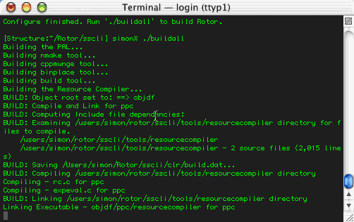 Another screenshot of the buildall script running (this one is later in time).