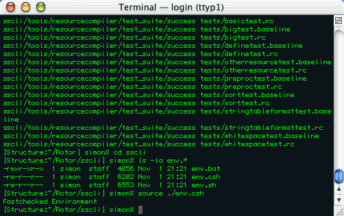 Screenshot of environment being setup