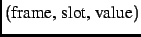 $\left(\textrm{frame, slot, value}\right)$