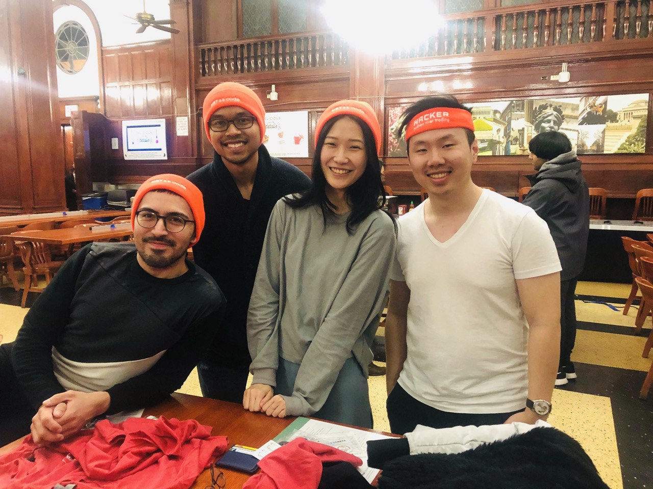 Gael Zendejas, Vikram Ho, Xiao Lim, and Adam Lin at the AP Hackathon.