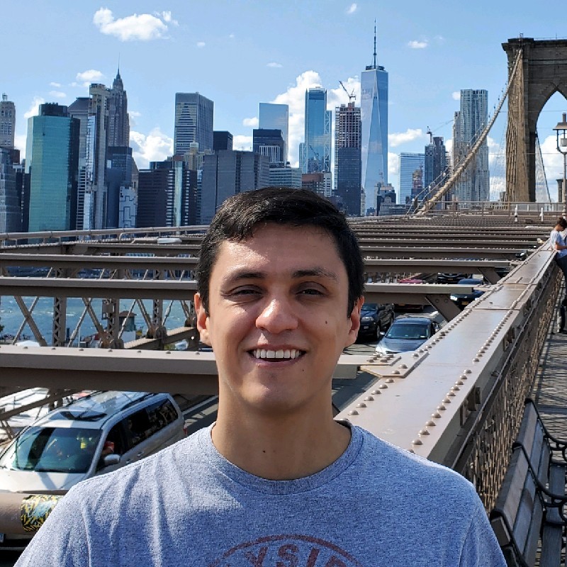 Jason Herrera the the Brooklyn Bridge in 2019.