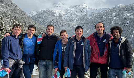 Systems-Level Design Group, left to right: Guy Eichler, Joseph Zuckerman, Gabriele Tombesi, Maico Cassel dos Santos, Kuan-Lin Chiu, Luca Carloni, and Biruk Seyoum.