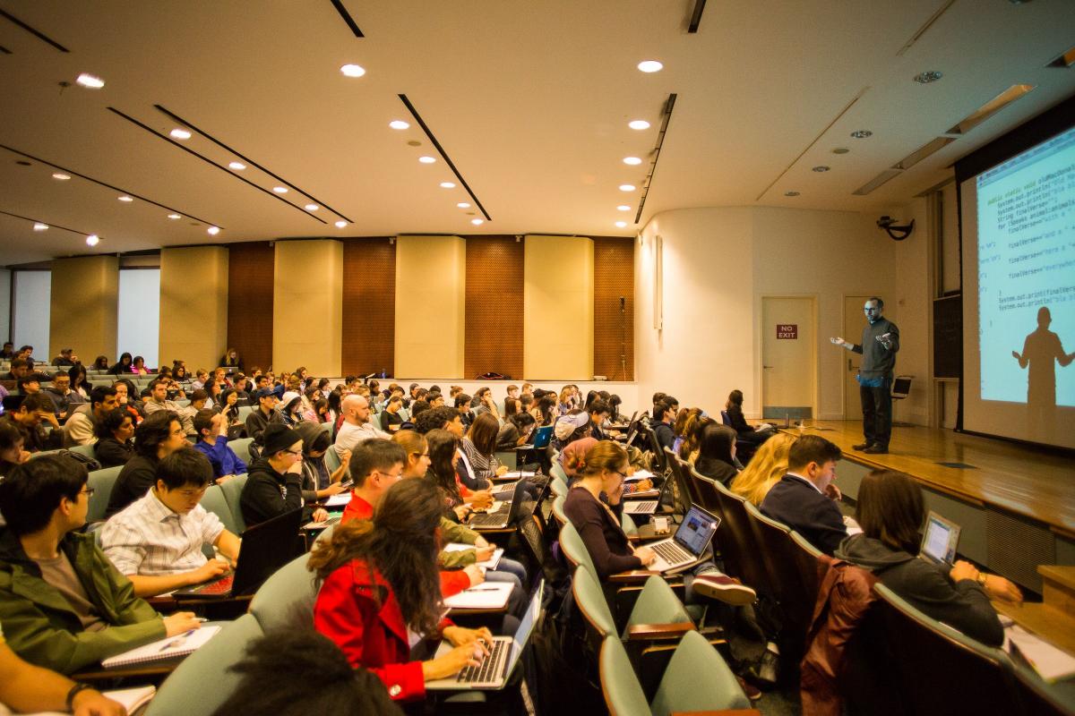 lecture in an auditorium