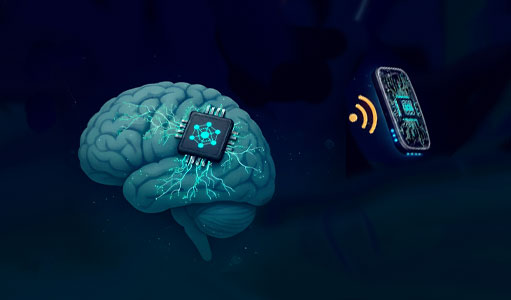 brain with chip cpnnecting to digital machine