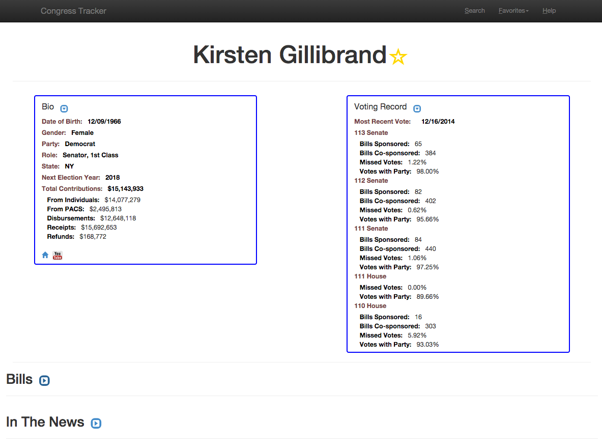 Congress tracker screenshot