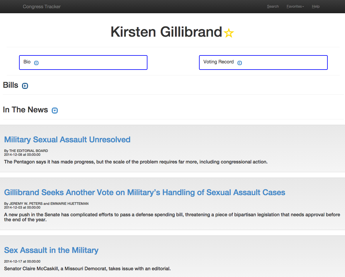 Congress tracker screenshot