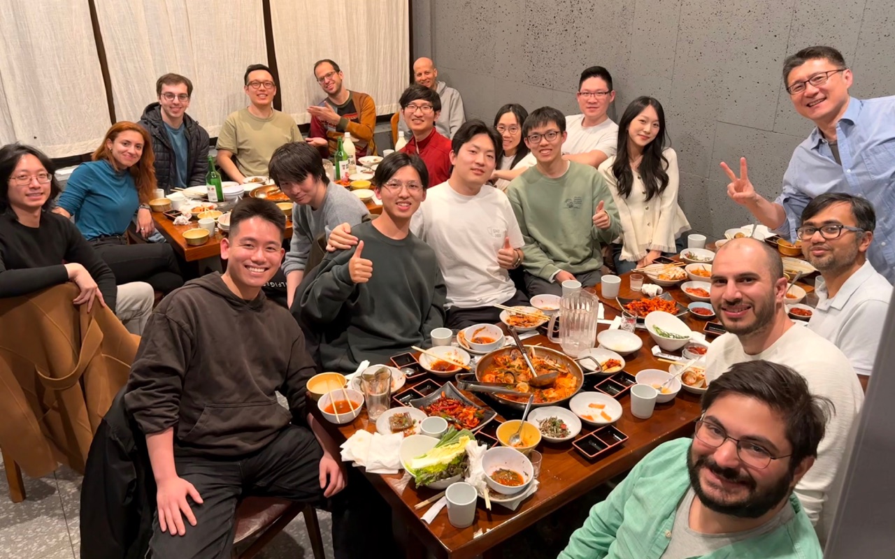 Members and friends of the lab at Wei Hao's graduation dinner.